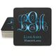 Fancy Script Monogram with Text Square Coasters Image 2 of 2